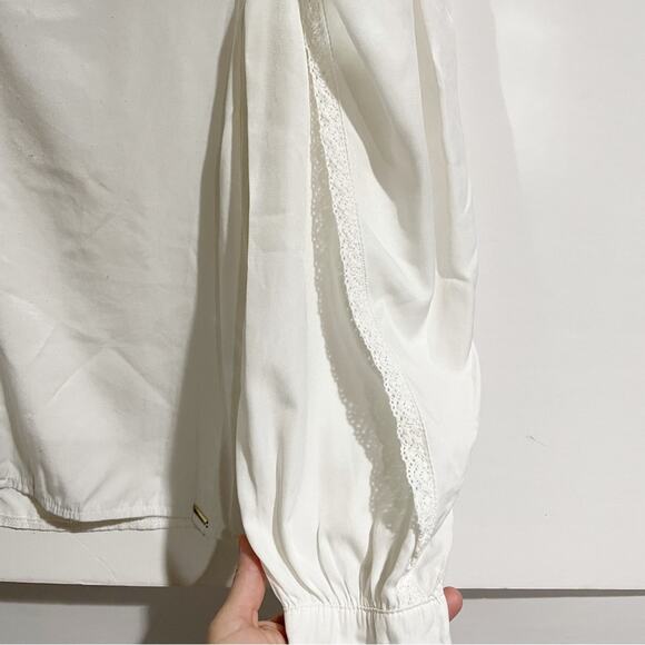 Contra Sensura Medium White Peasant Blouse Brazil Button Front Puff Sleeves - Picture 7 of 9